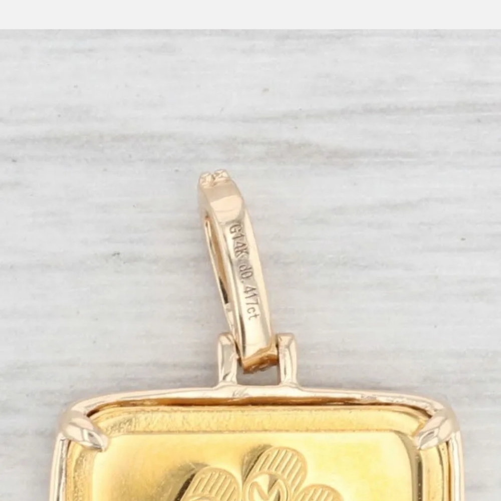 New Diamond Halo Pamp Fortuna Swiss Gold Bar Pendant 999 14k Yellow Gold 2.5 gra - Picture 2 of 4